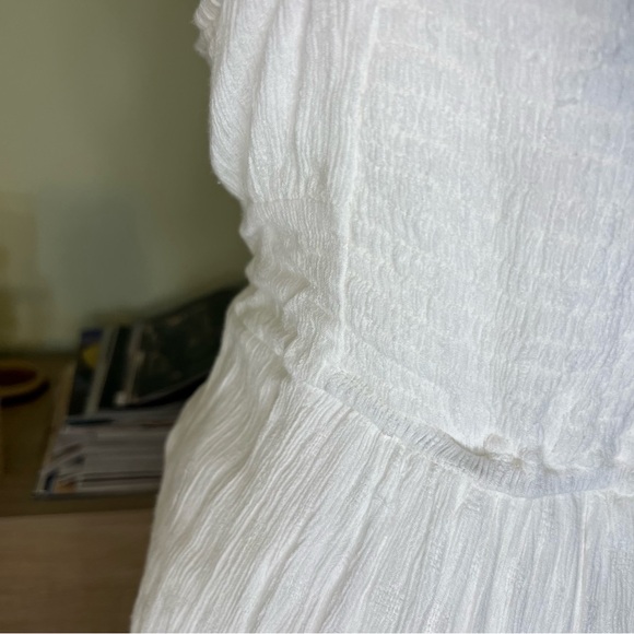 URBAN OUTFITTERS White Tie-Front Spaghetti Strap Midi High-Waist Slip Dress Sz L - Picture 13 of 16